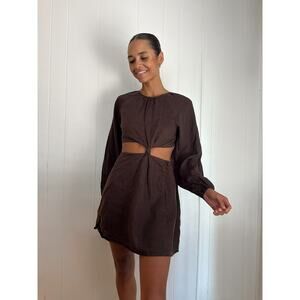 NWT Dissh Zayn Linen Mini Dress in Dark Chocolate Women's 8